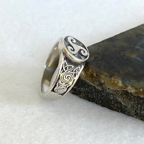 Sterling Silver 925 Signed PSCL Peter Stone Celtic Spiral Knot Band Ring Sz 7 - Picture 6 of 16